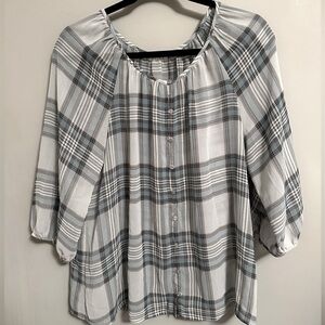 Plaid print Blouse Large
